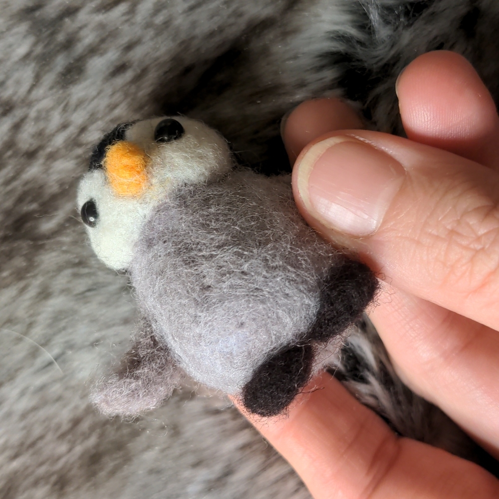 SOLD: HANDMADE Baby Penguin Needle Felted Ornament - Picture 3 of 5